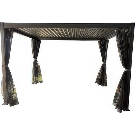 Zanzariera per Pergola Bioclimatica 3 x 3 m Grigia in Nylon 40 g Set 4 Pezzi