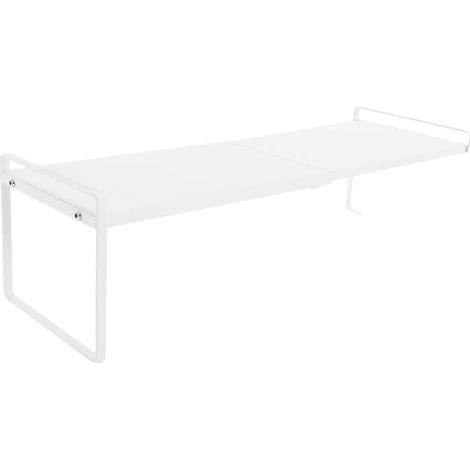 Organizador de estantes de cocina, longitud ajustable, construcción de hierro duradera, blanco, 1 nivel. (1/2)