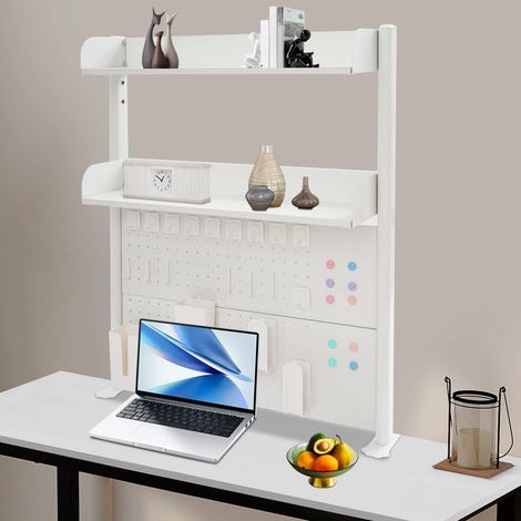 Bücherregal mit 3 Loch-Löchern, weißes Multipurpose-Desktop-Aufbewahrungshalter, Klemmhalter, Platzsparer, 31,5 x 4,9 x 37,4 Zoll