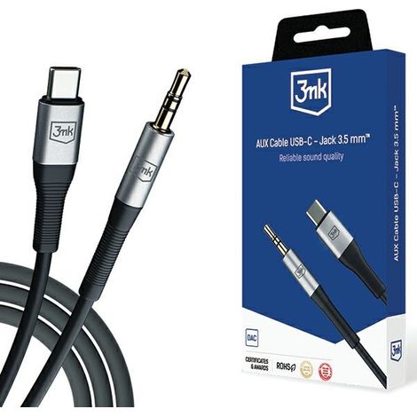 Cable AUX USB-C a jack de 3,5 mm 3MK 1 m negro (1/5)
