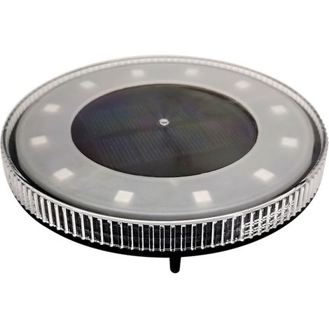 Luminaire Solaire Pour Extérieur - Disque Lumineux À Changement De Couleur - Pour Jardin Allée Cour - 15 x 15 x 5 cm - 12 LED - 600 mAh - 1 Pièce (1/5)
