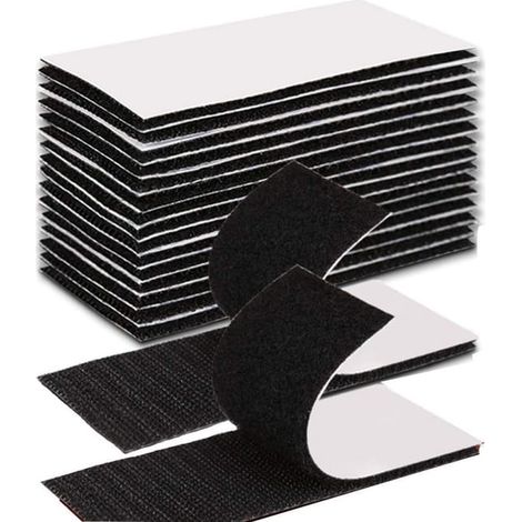 Lot de 20 30mmx10cm Bandes auto-adhésives extra fortes double face Rectangle Adhésif Double Face Noir Puissant Réutilisable (1/5)