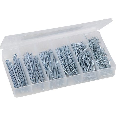 Coffret de 555 goupilles fendues en acier galvanise (zingue) assorties (1/2)