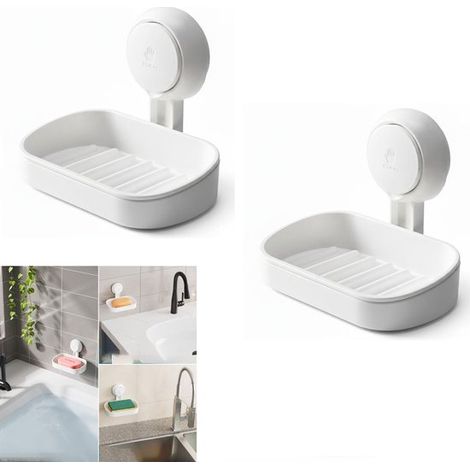 Portasapone in due pezzi con ventosa. Ventosa potente. Portasapone autodrenante e impermeabile. Accessorio per la doccia. Portasapone per la cucina. (1/5)
