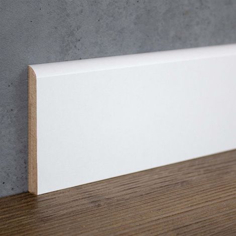 PROVISTON Sockelleiste MDF foliert 10 x 70 x 2000 mm Weiß FußleisteAbgerundet 20 Meter (1/5)