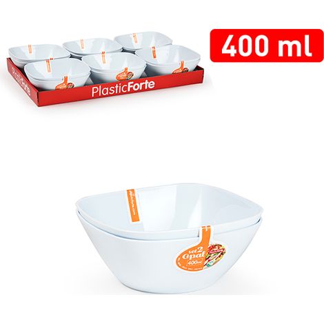 PLASTICFORTE lavafrutas 200 mlx2 400ml 12x12 cm , Tazones bol 400 ml 2 piezas 12 x 12 cmJuego de 2 boles perfectos para ensaladasFabricadas en plástico de alta resistencia&lt