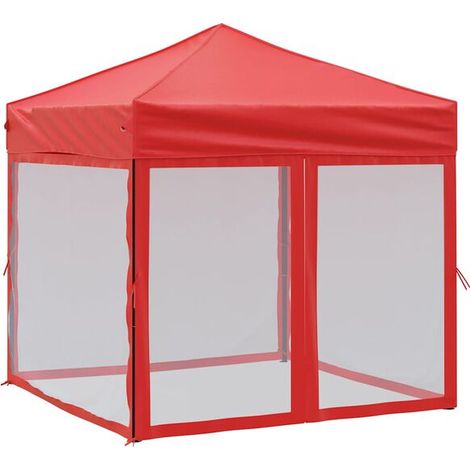 Tente de Réception avec Parois Pliable 2x2cm Rouge - Chapiteau Événement Jardin-x (1/5)