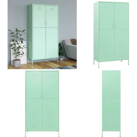 Garde-robe Vert menthe 90x50x180 cm Acier - Armoire - Meuble Rangement - Placard - Dressing - Meuble Vert - Home & Living (1/5)