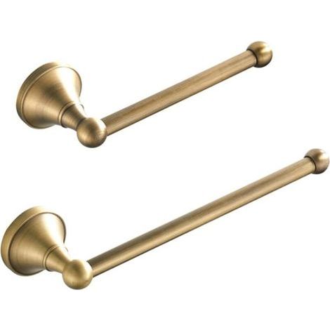 2 Pack Bathroom Accessories Set - Towel Bar and Toilet Paper Holder Antique Brass Brushed Bronze