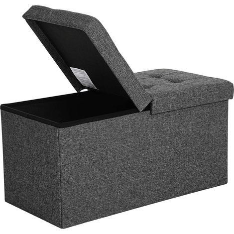 Caja de almacenamiento con tapa plegable por ambos lados banco de almacenamiento capacidad de carga de 300 kg 76 x 38 x 38 cm gris 120005138