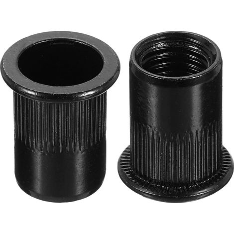 Écrous à rivets M12 en acier au carbone à tête plate cannelée écrou inséré fileté noir 40 pièces (1/5)