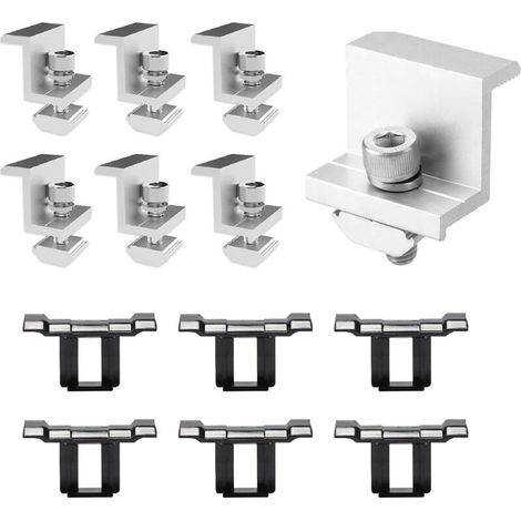 6 Pièces Kit de Support de Panneau Solaire 30mm,Support de Panneau Solaire,Rail Panneau Solaire,Système de Fixation Solaire Suppor pour Camping-Cars Caravanes Yacht (1/5)