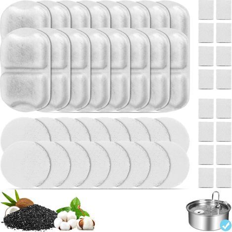 Lot de 16 filtres de fontaine de rechange pour distributeur d'eau de chien en acier inoxydable de 7 L/1,8 G, filtres de fontaine pour chat, filtre à eau triple filtration, filtres de rechange (1/5)