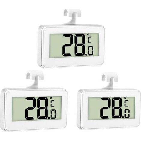 3x Digitales Kühlschrankthermometer, Gefrierschrankthermometer, Kühlschrank-Raumthermometer, wasserdichtes Gefrierschrankthermometer mit LCD-Bildschirm und Haken zur Temperaturanzeige (1/4)