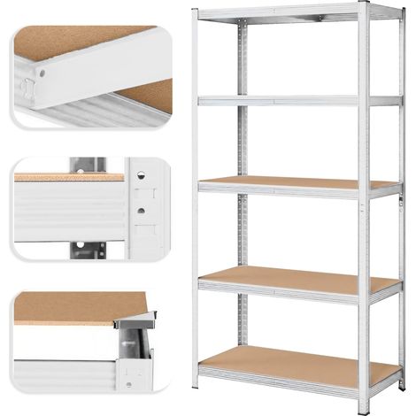 1 scaffale bianco Scaffale Modulabile 5 Ripiani Regolabile 180 cm