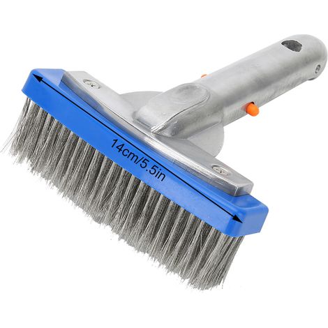 Brosse en acier inoxydable de 14 cm pour piscine, spa et bassin, idéale pour le nettoyage des parois et du fond. (1/5)
