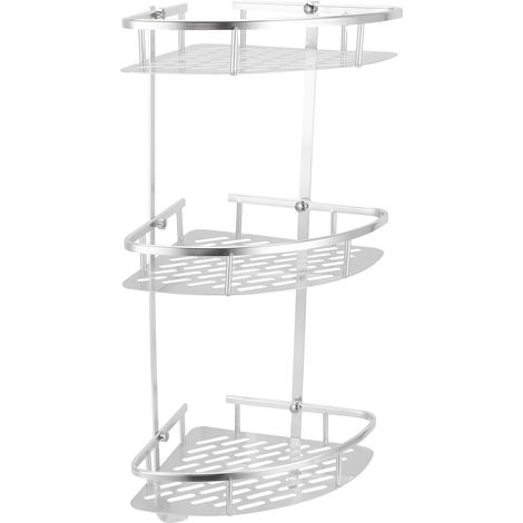 3-stufiges Eckduschregal, Wandmontierter Badezimmer-Organizer, Aufbewahrungsregal für Toilette und Küche (1/5)
