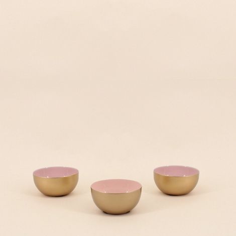 Lot de 3 coupelles en métal doré, rose (1/5)