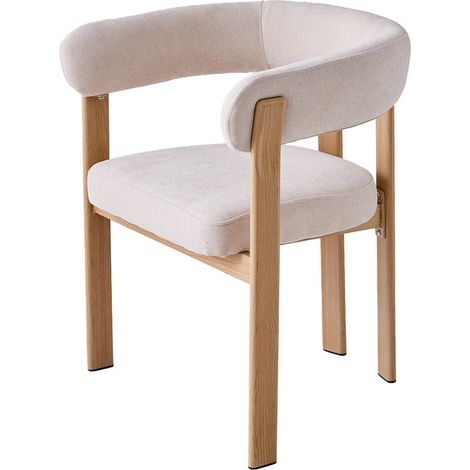 Wokaka Chaise vintage - Dossier incurvé - chenille douce - Pieds en métal - Cuisine et salle à manger - Beige