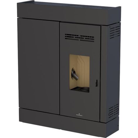 Bronpi – Poêle à granulés ventilé extra-plat 8 kW – Évacuation des fumées arrière/supérieure/latérale – Autonomie jusqu'à 11h – Classe énergétique A++