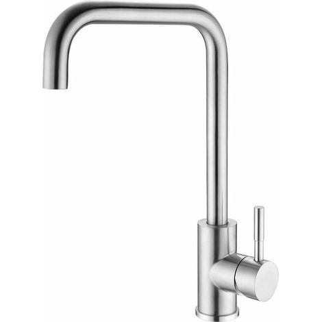 Küchenarmatur aus gebürstetem Edelstahl, 360° schwenkbar, hoher Auslauf, Küchenmischbatterie, Einhebel-Küchenarmatur (1/4)