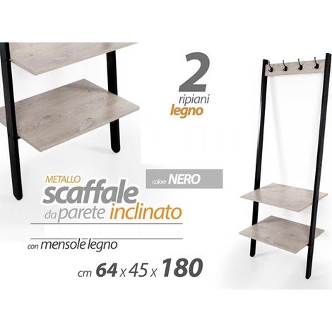Industrielle wandmontierte schwarze geneigte Garderobe 64 x 45 x 180 h