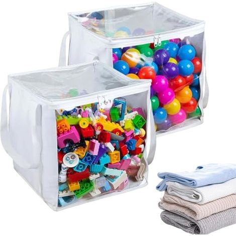 Bardusch-2 sacs transparents zippés pour rangement jouets de bain et jeux de société (1/5)