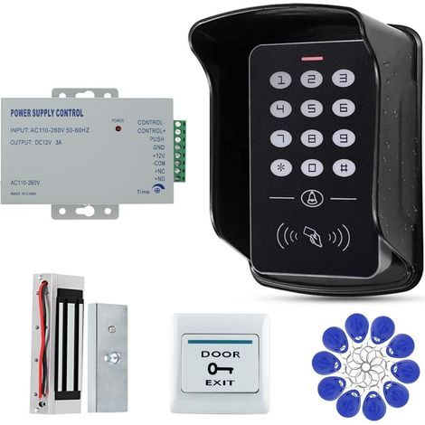 Carte EM-ID Étanche 125KHz Système d'Entrée de Contrôle d'Accès de Sécurité à 1 Porte Kit Complet avec Serrure Magnétique Électrique de 60 kg (A1 Keypad) (1/5)