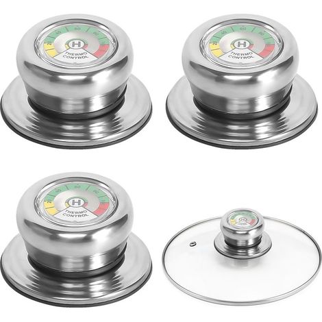 Juego de 3 pomos para tapa de olla con termómetro, asa de tapa de vidrio, pomos para tapa de olla, asa para tapa de olla, pomo para tapa de olla para sartén y olla (1/5)