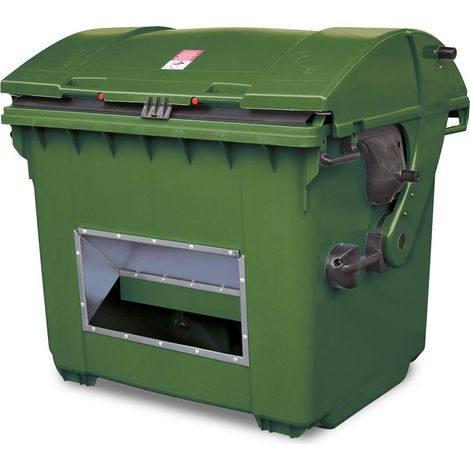 BRB Streugutbehälter 1100 Liter, HDPE Kunststoff, mit Runddeckel, BxTxH 1365x1060x1150 mm, Aufnahme für Kammschüttung (grün)