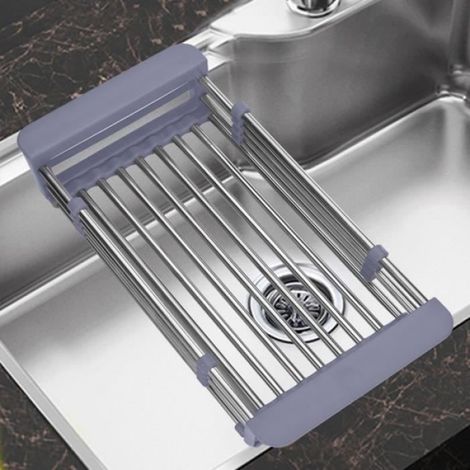 Meuble Cuisine,Égouttoir pratique pour plateau de fruits et légumes, évier en acier inoxydable réglable support - Type Gris clair (1/3)