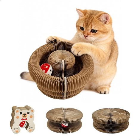 Jouet Interactif Chat Magic Organ, 2-en-1 Kittyspin Chat avec Clochette, Pliable Griffoir Interactif Chat,Facile à Ranger, Peu Encombrant, Multiples Changements de Forme pour Une Sen (1/5)