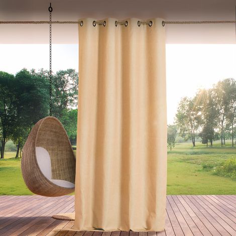 Rideau extérieur ROOFTOP 140 x 265 cm – Œillets anti-rouille – 100% polypropylène - 140x265cm - Naturel (1/3)