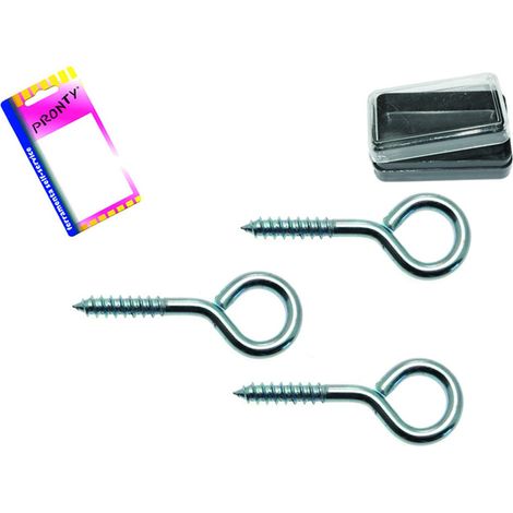 Occhiolo a vite in acciaio zincato in blister - mm.4x36, in bl.8 pz. - 12 bl