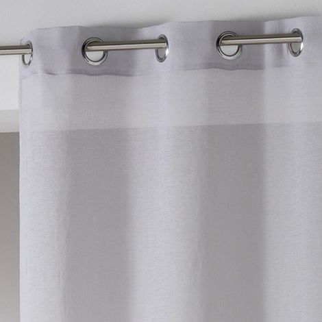 Voilage a oeillets 140 x 260 cm Telma gris (1/4)