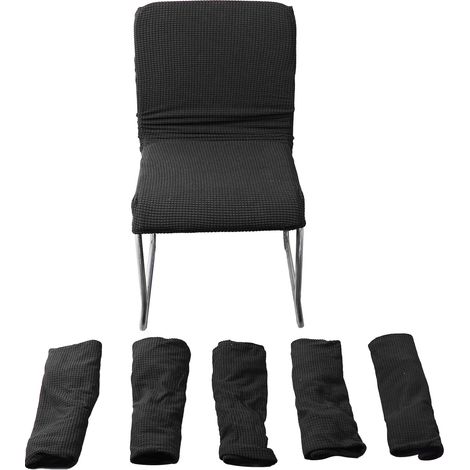 Housse de chaise de salle à manger en fibre de polyester extensible épaisse, imperméable et anti-poussière, pour la maison, le bureau ou le restaurant, noire. (1/5)