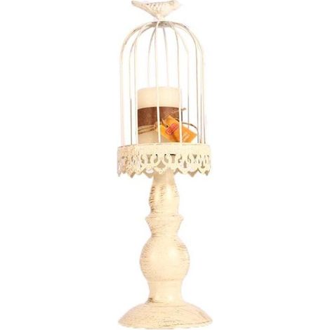 SJLERST Bougeoirs Cage À Oiseaux: Bougeoir Chic Bougies Piliers, Décoration Cage À Oiseaux Vintage en Métal pour Table Mariage Centre Table Noël Halloween Manteau Salon, 37cm (1/5)