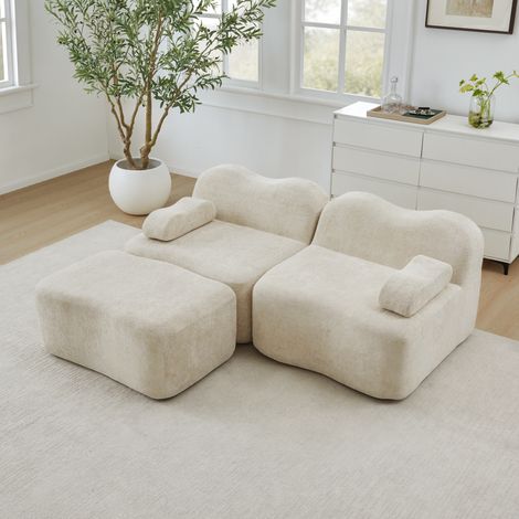 sofá modular 2 a 4 plazas terciopelo beige OKMYHOME (1/5)