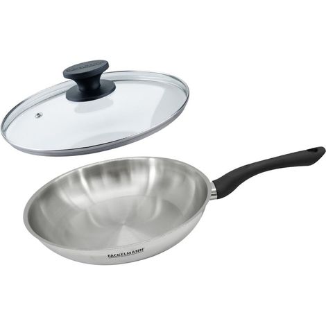 Set poêle 28 cm en inox et couvercle verre Fackelmann Geneva (1/5)