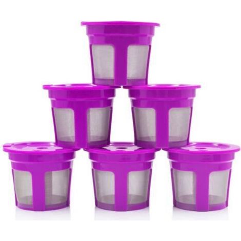 Pack of 6 reusable K-cup Pod coffee filters – Refillable coffee pods with built-in filter for Keurig&Select single-cup coffee makers