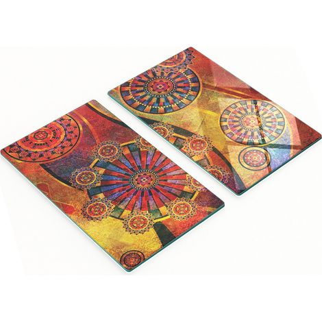 Tableros de vidrio elegantes y duraderos con estampado abstracto de 2x30x52 cm.
