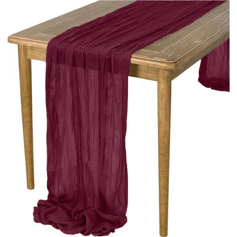 Runner da tavolo in tessuto rugoso rosso boho per un tavolo delicato 90x300 cm (1/5)