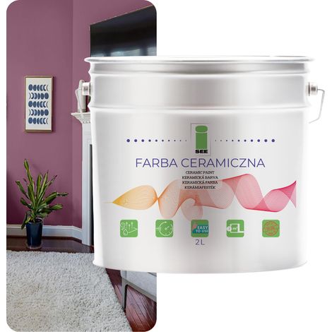 PITTURA MURALE IN CERAMICA, LAVABILE, VIOLA, 2L, ANTIMACCHIA (1/5)