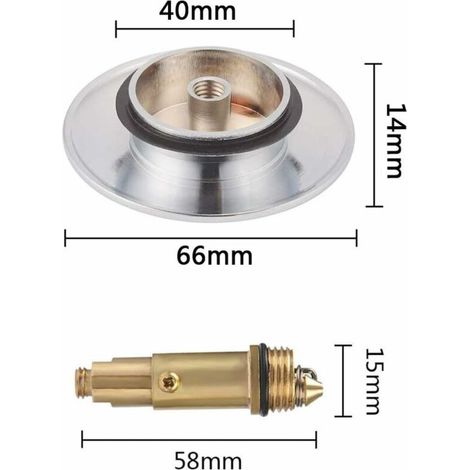 Bouchon de vidange en Laiton,Bouchon de Canalisation d'évier de Salle de Bains 66mm Laiton Poli Chrome Pop Click Clack pour évier de Vanité Bain Remplacement Boulons Salle de Bain Baignoire (1/4)