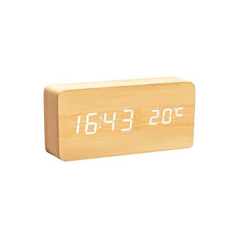 Digitaler Wecker aus Holz mit Zeit-/Datums-/Temperaturanzeige für Familienreisen (1/3)