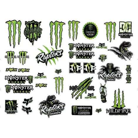 Monster Energy Aufkleberbogen, Aufkleber kompatibel mit Motorrad- und Motocross-Fans (1/5)