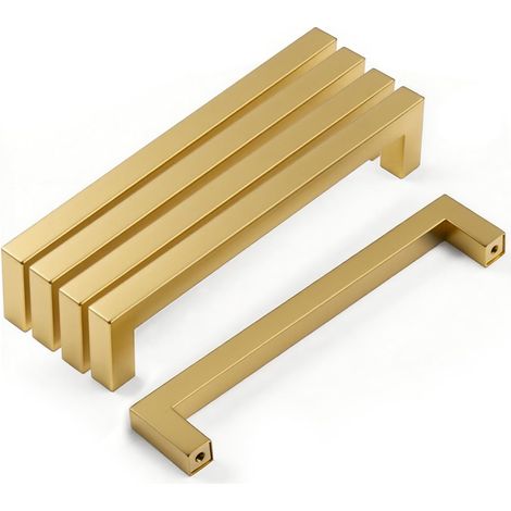 Poignee de Meuble Cuisine, 5 Pieces Poignee Meuble Poignee Tiroir Doree en Acier Inoxydable Poignee de Porte de Placard Entraxe 160 mm Avec des Vis (1/5)
