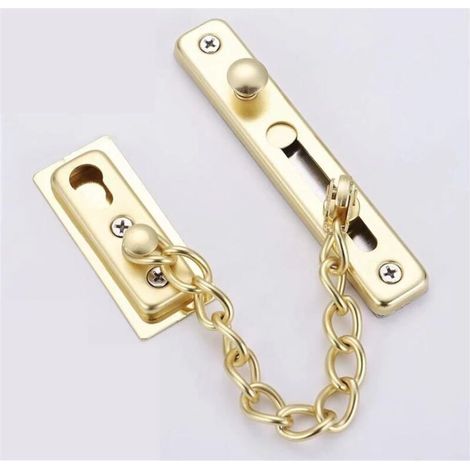Chaîne de Sécurité Anti-Vol à Ressort pour Porte , Limiteur Étroit en Acier Inoxydable, Fourni avec Vis pour Porte Interne, Doré (1/2)