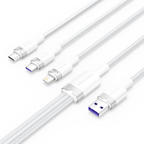 Presentamos el cable USB 2.0 3 en 1 Vention, una solución de carga revolucionaria diseñada para satisfacer todas tus necesidades de carga con un solo