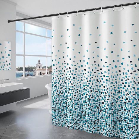 Duschvorhang aus Polyester, wasserdicht, maschinenwaschbar, 180 x 200 cm, blau, Badezimmer (1/5)